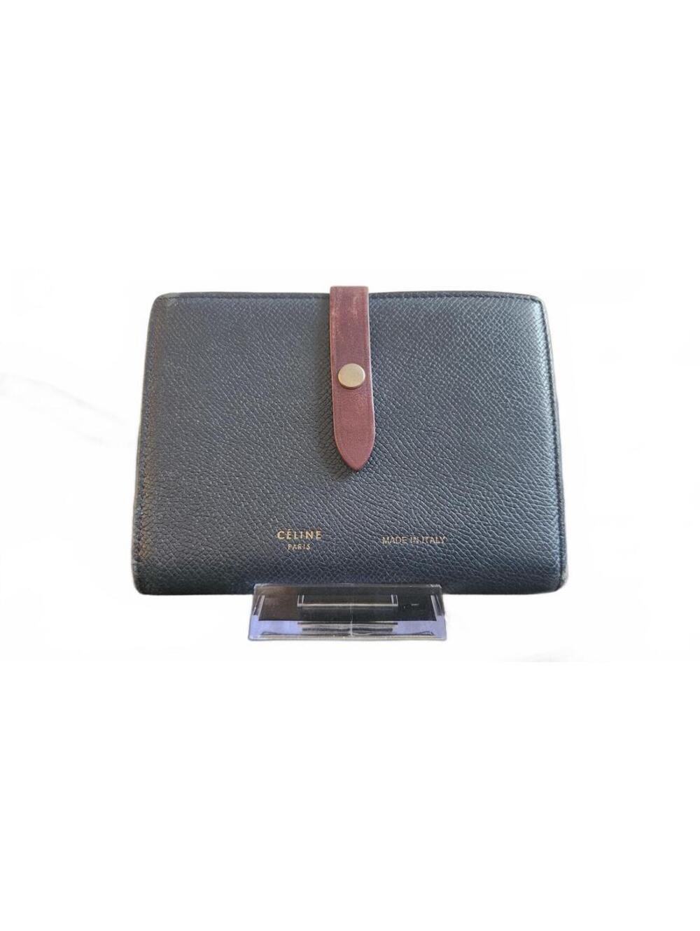 💼 Céline Paris Made in Italy Black Leather Wallet – Gold Logo – Authentic 🖤